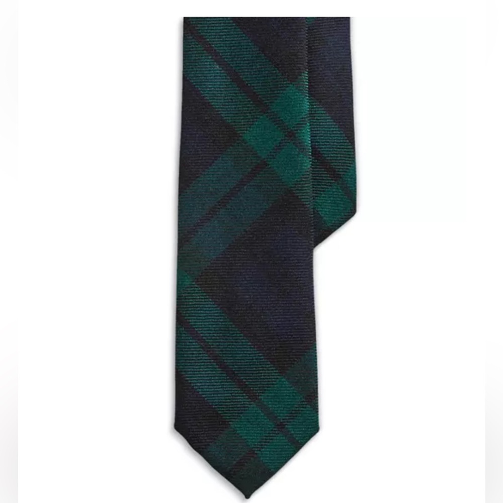 Polo Ralph Lauren Neckwear Core Black Watch Tartan Navy & Green Tie One Size - Picture 1 of 11
